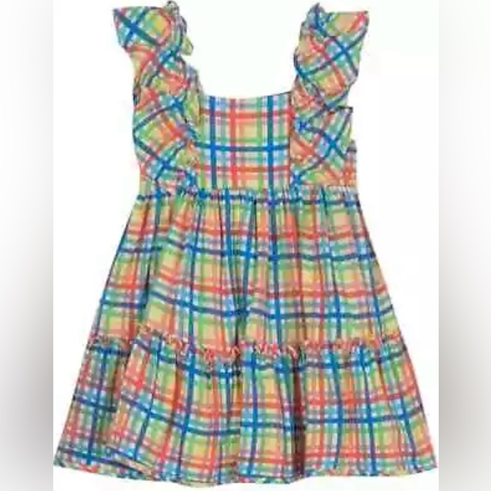 Rare Editions Little Girls Pinafore Ruffles Flared Skirt Dress Coral Size 6X